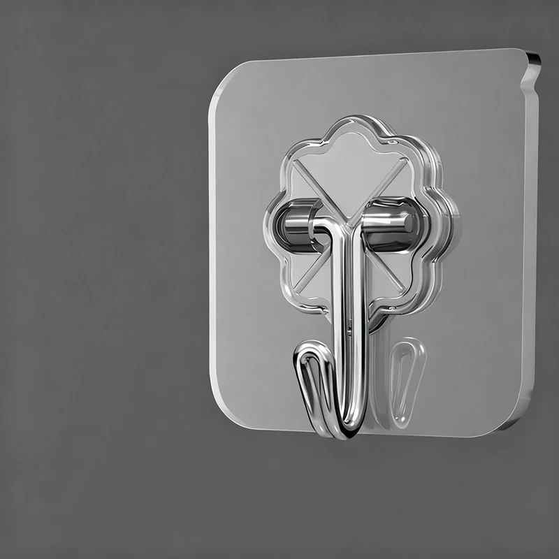 Transparent adhesive hooks made of PVC, load-bearing