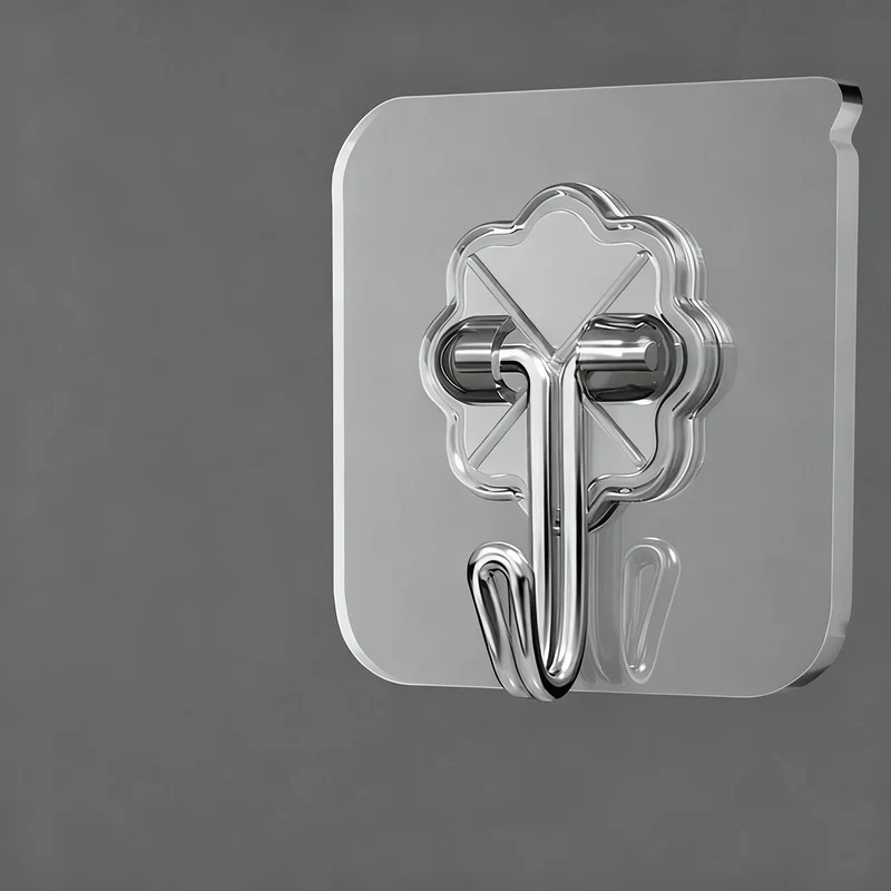 Transparent adhesive hooks made of PVC, load-bearing