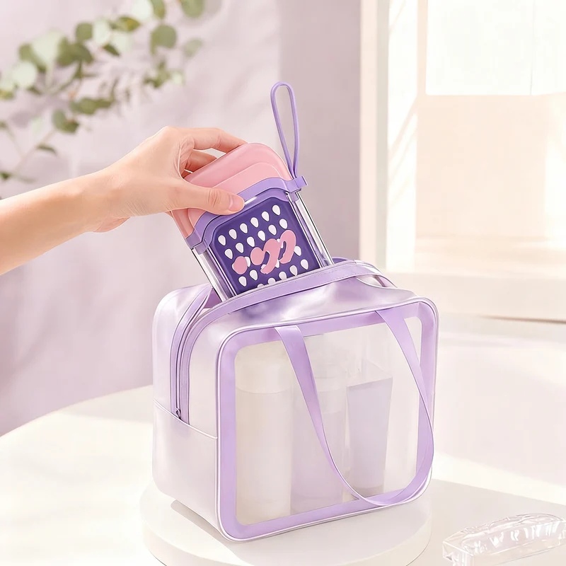 Portable soap dish with lid and drain