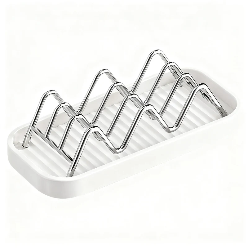 Soap dish made of stainless steel with shelf