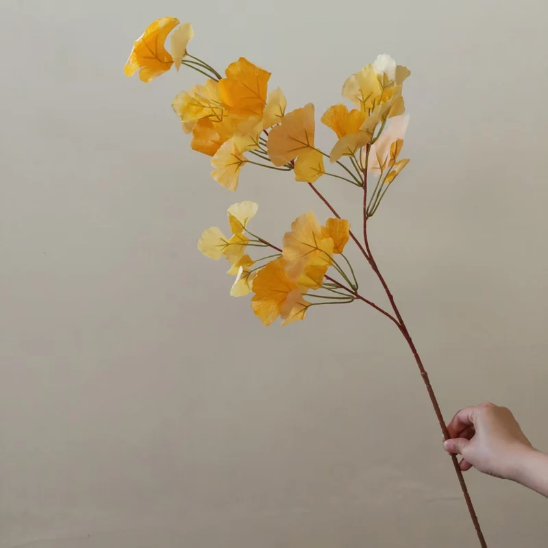 Lifelike Ginkgo Leaf Decorative Stem