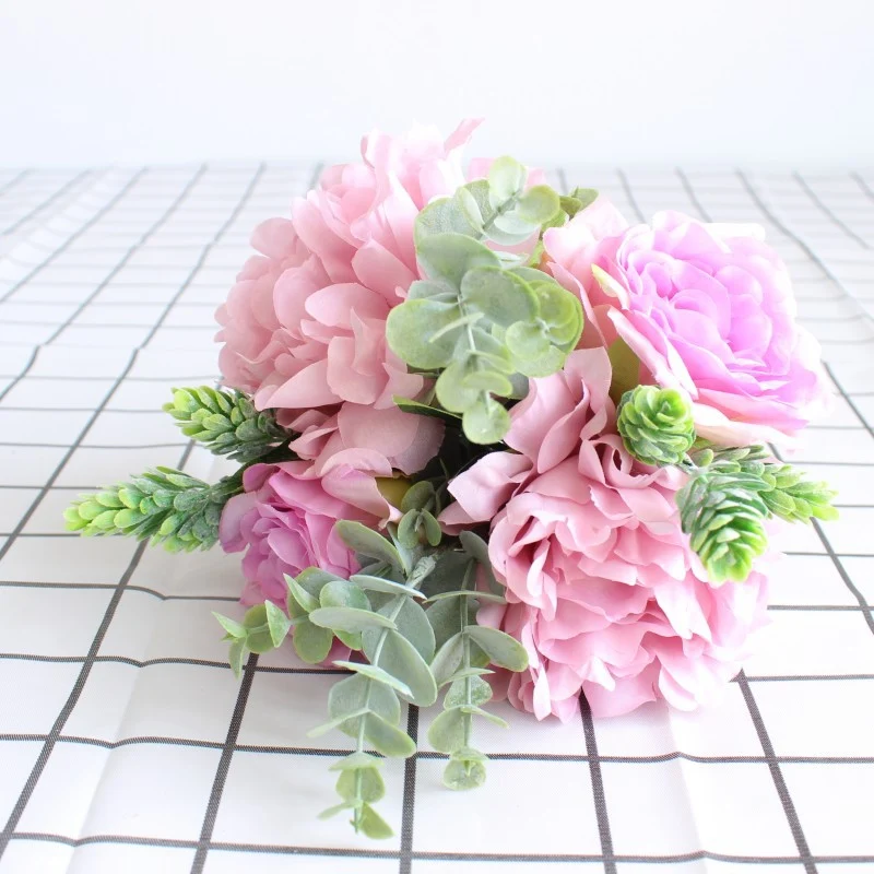 Lifelike Floral Bouquet with Mixed Greenery