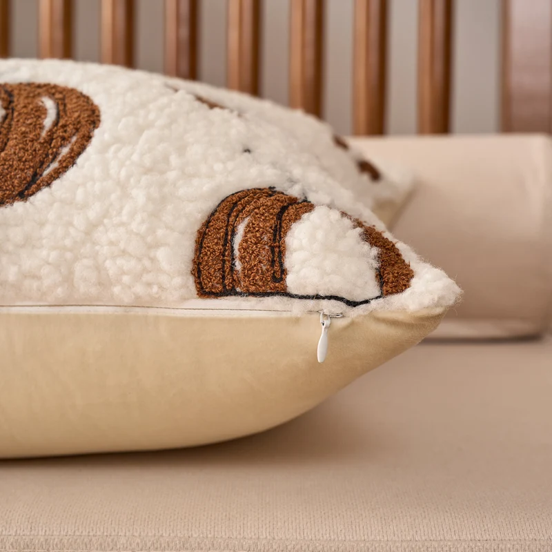 Plush Sherpa Embroidered Pumpkin Throw Pillow