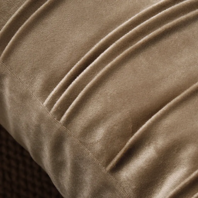 Luxury Velvet Vertical Pintuck Square Throw Pillow Cover