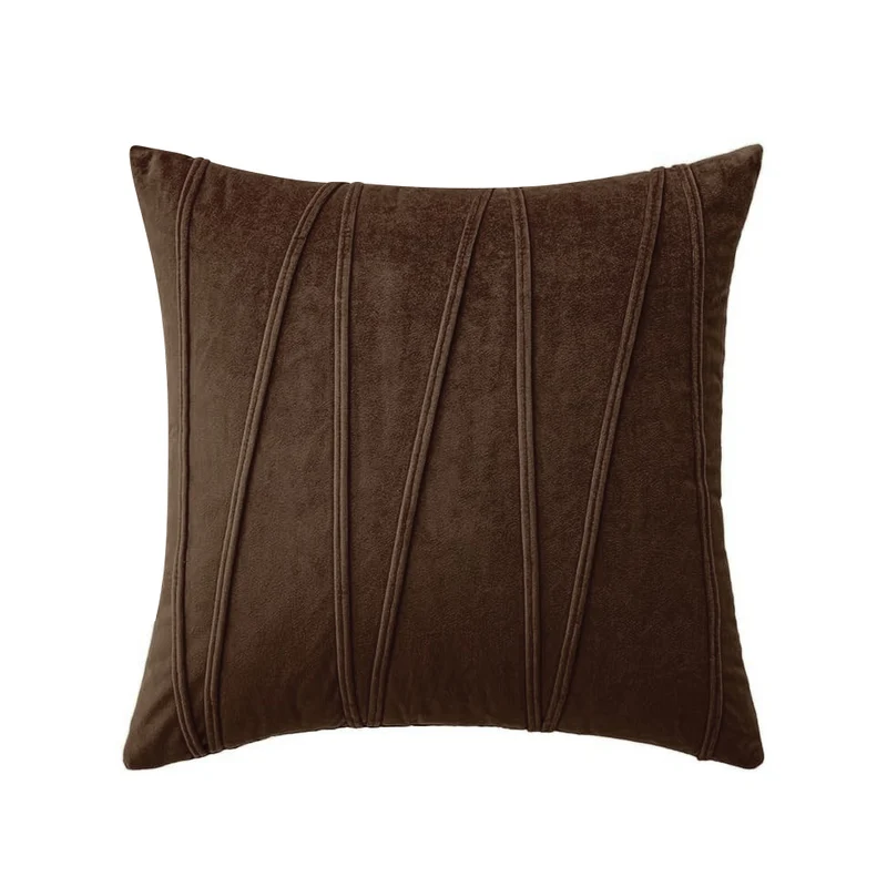 Luxury Velvet Vertical Pintuck Square Throw Pillow Cover