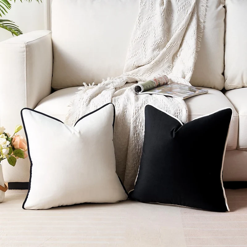 Luxury Velvet Throw Cushion with Contrast Piping