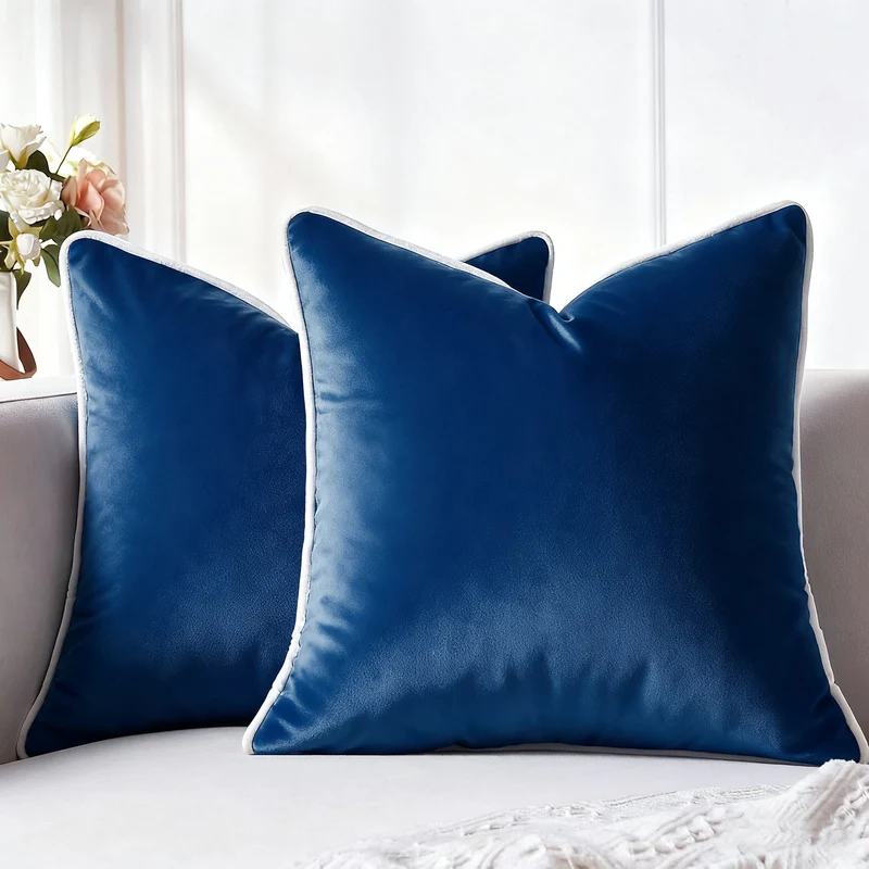Luxury Velvet Throw Cushion with Contrast Piping