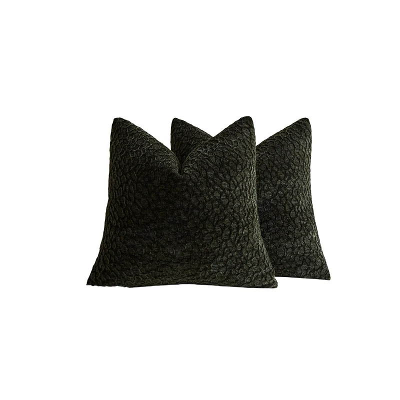 Luxury Textured Chenille Throw Pillow Covers Pair