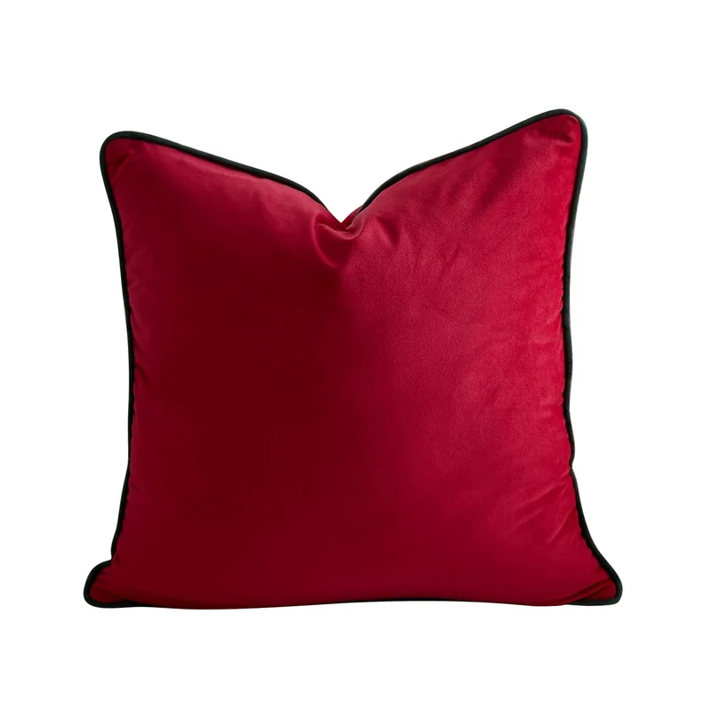 Luxe Velvet Square Accent Pillow with Contrast Piping and Hidden Zipper