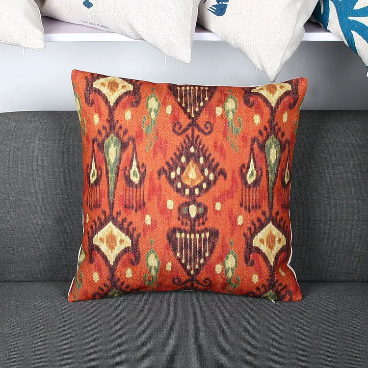 Ikat-Print Square Decorative Throw Pillow Cover with Hidden Zipper