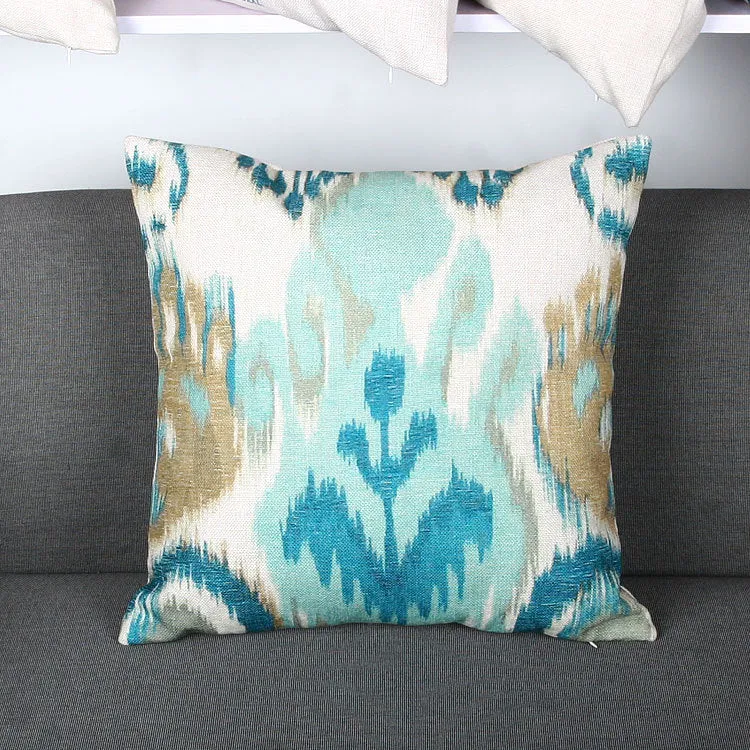 Ikat-Print Square Decorative Throw Pillow Cover with Hidden Zipper