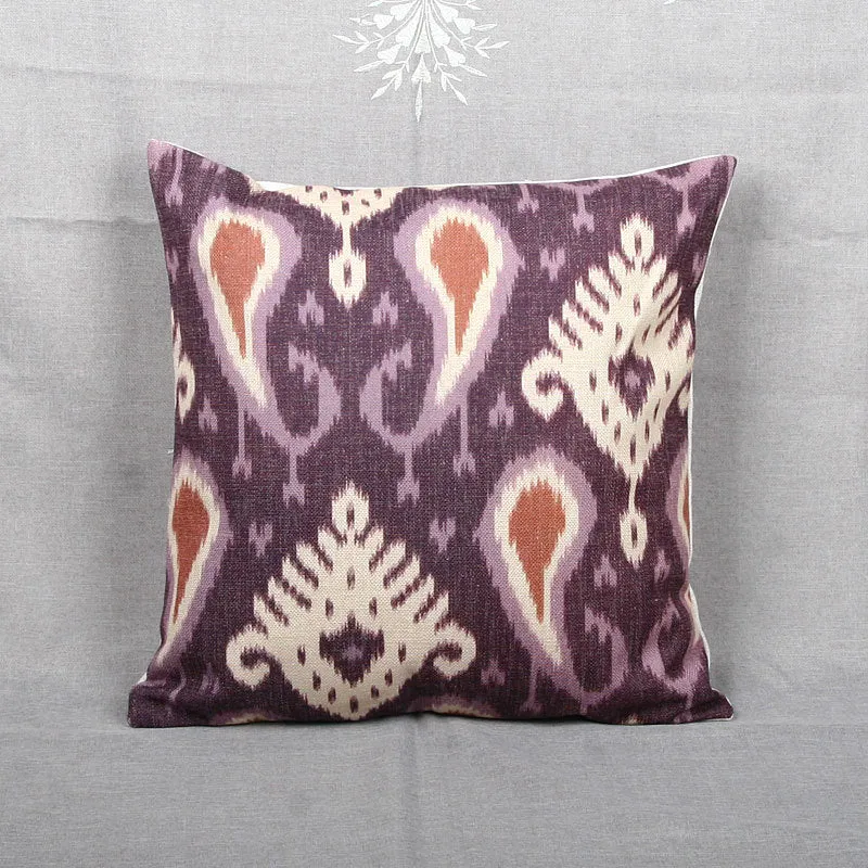Ikat-Print Square Decorative Throw Pillow Cover with Hidden Zipper