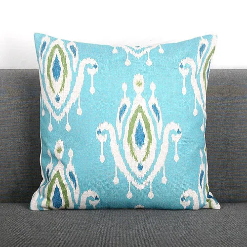 Ikat-Print Square Decorative Throw Pillow Cover with Hidden Zipper