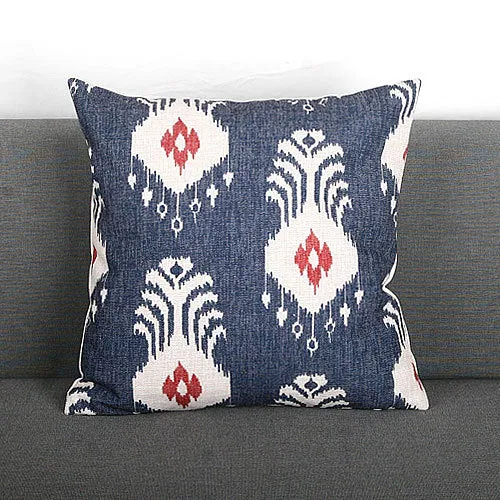 Ikat-Print Square Decorative Throw Pillow Cover with Hidden Zipper