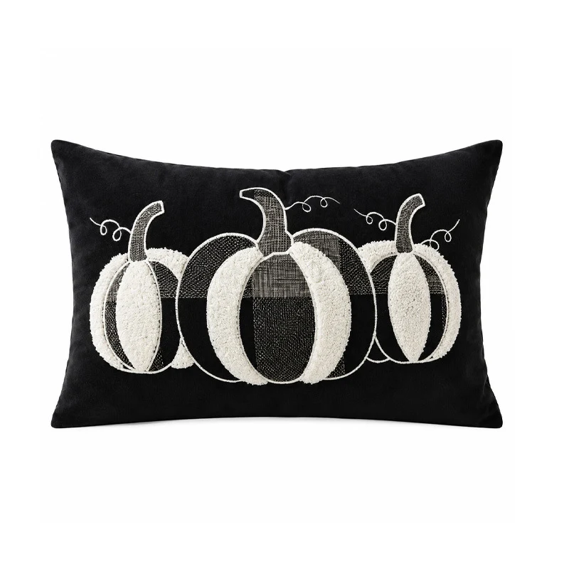 Halloween Sherpa Tufted Lumbar Throw Pillow Cover