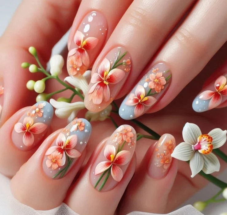 Florale dekorative Nagelkunst Karnz