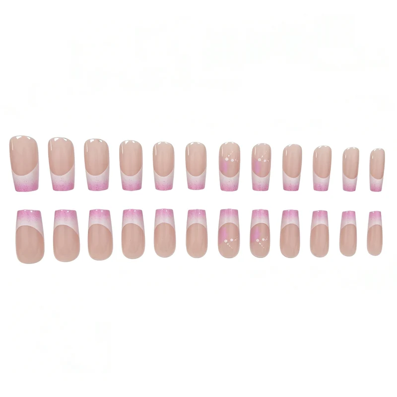 Elegantes französisches Tip Glitter Nagelset Karnz