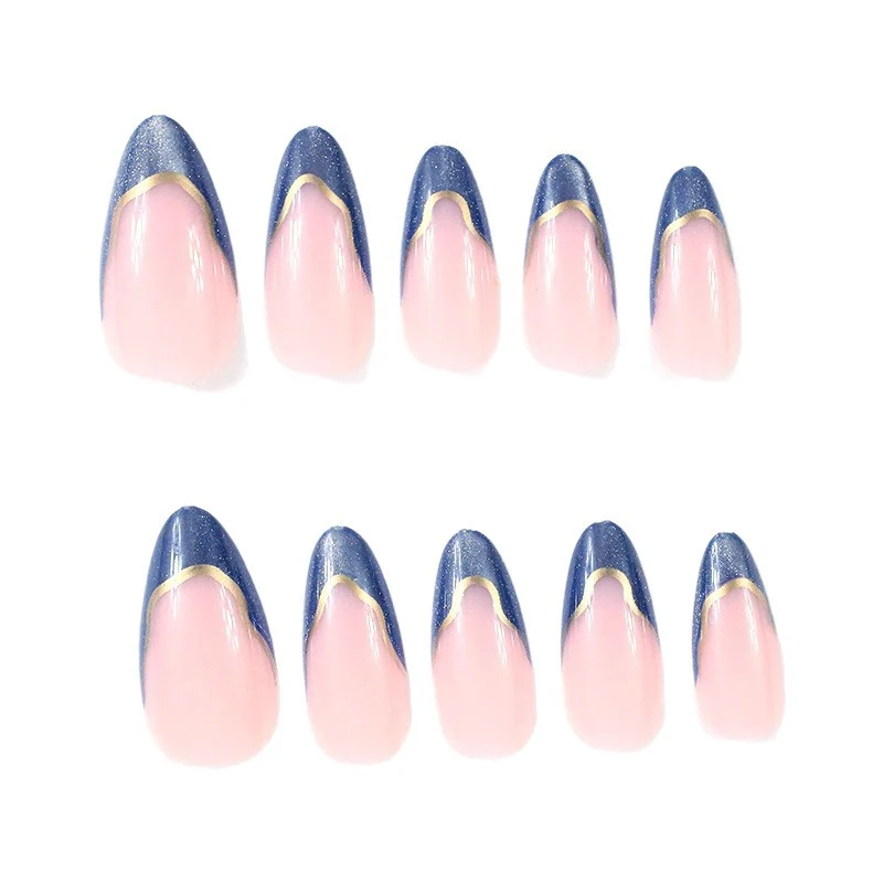 Elegante Französische Spitze Blaue Ombre Nagelverstärkungen Karnz