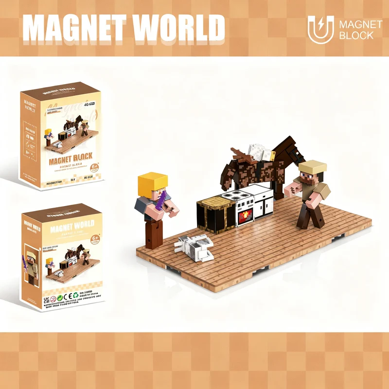 Magnetic building blocks, plastic, children's toy