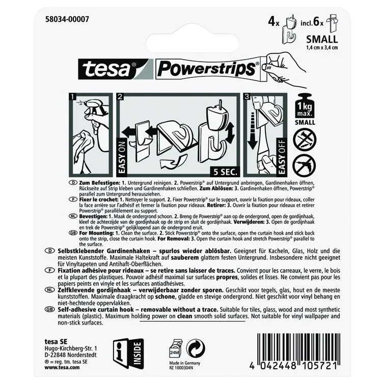 powerstrips gardinenhaken weiß 4 st.