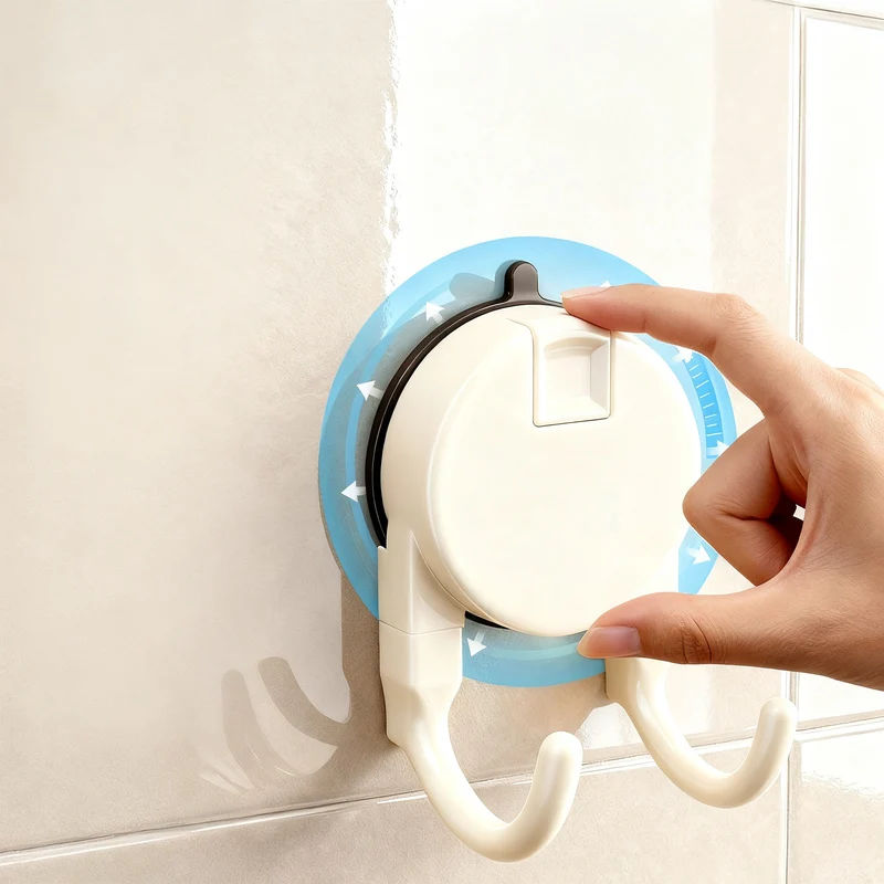 Double suction cup hook, ABS, for towels