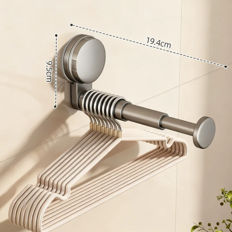 Extendable clothes rail, ABS, wall-mounted