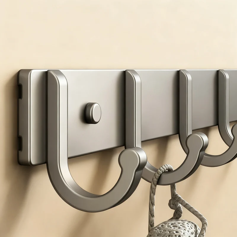 Aluminium coat hooks with adhesive fixation, 3–8 rows