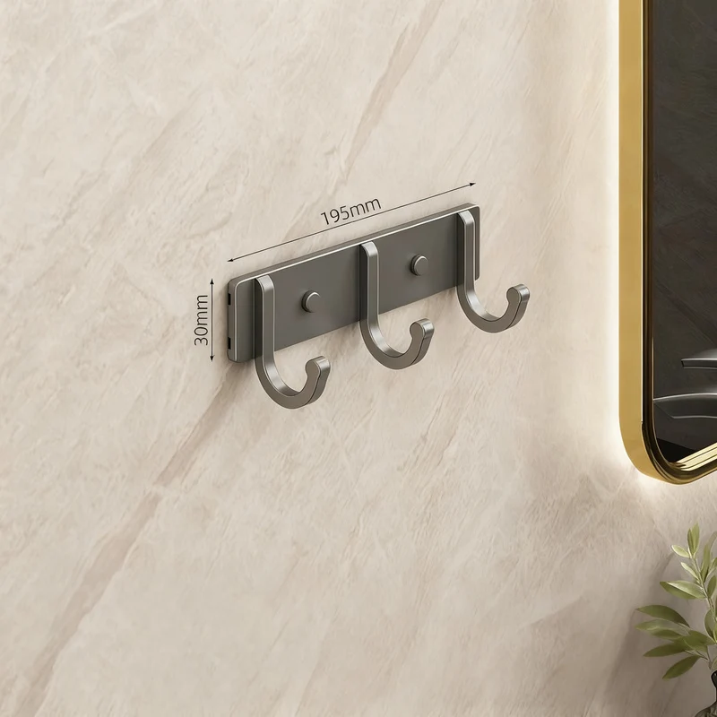 Aluminium coat hooks with adhesive fixation, 3–8 rows