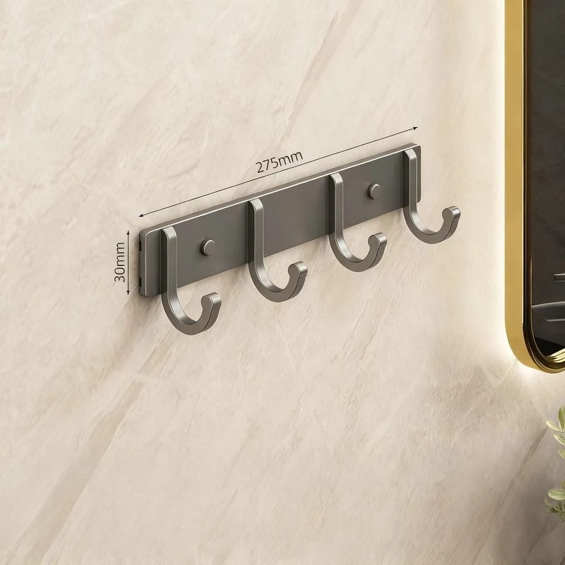 Aluminium coat hooks with adhesive fixation, 3–8 rows