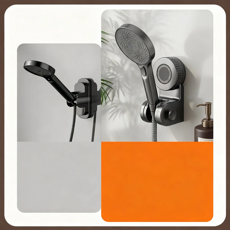 shower head holder with suction cup, 360° rotatable