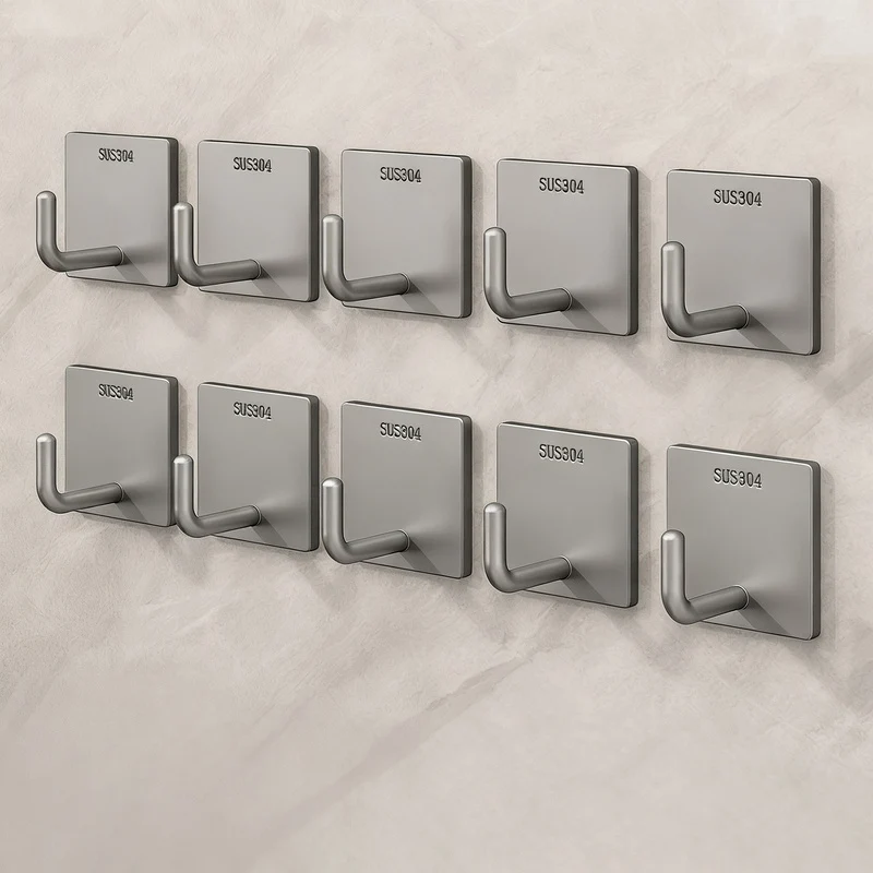 Stainless steel adhesive hooks with strong hold