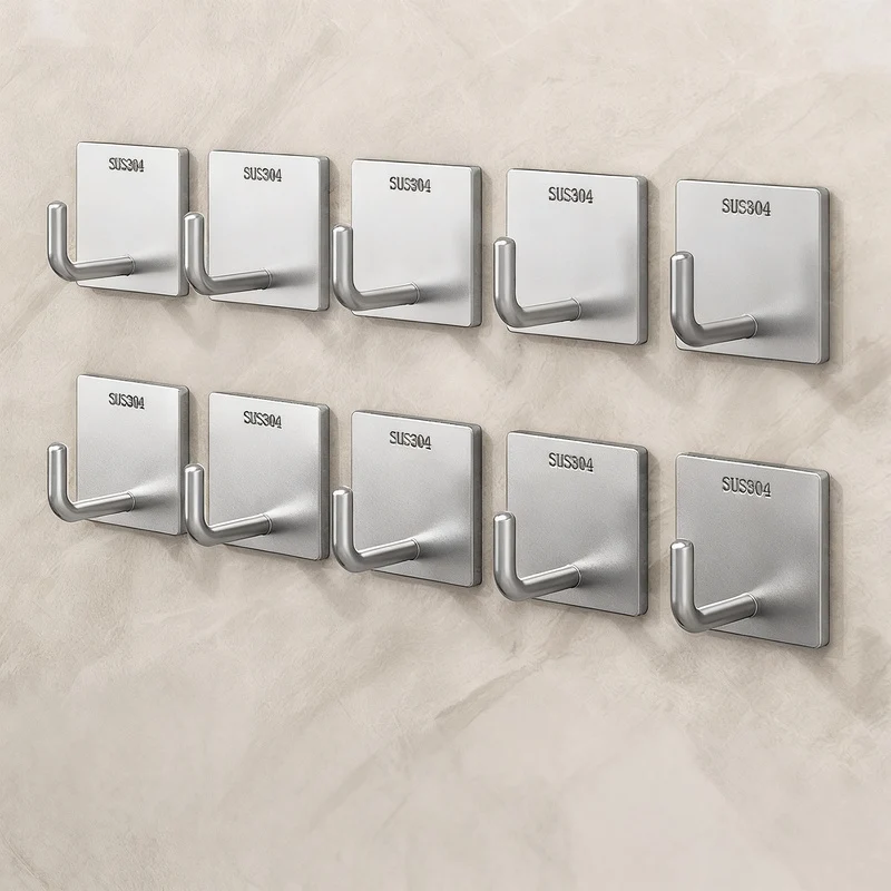 Stainless steel adhesive hooks with strong hold