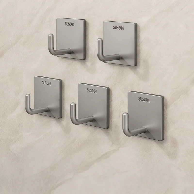 Stainless steel adhesive hooks with strong hold