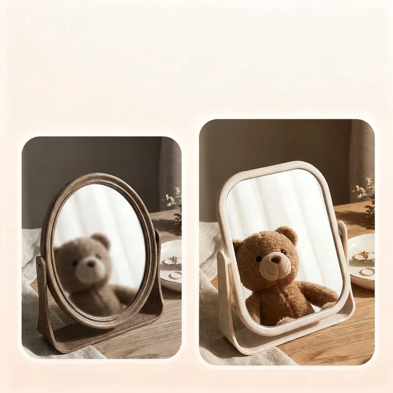 Table mirror, round, 360° rotatable