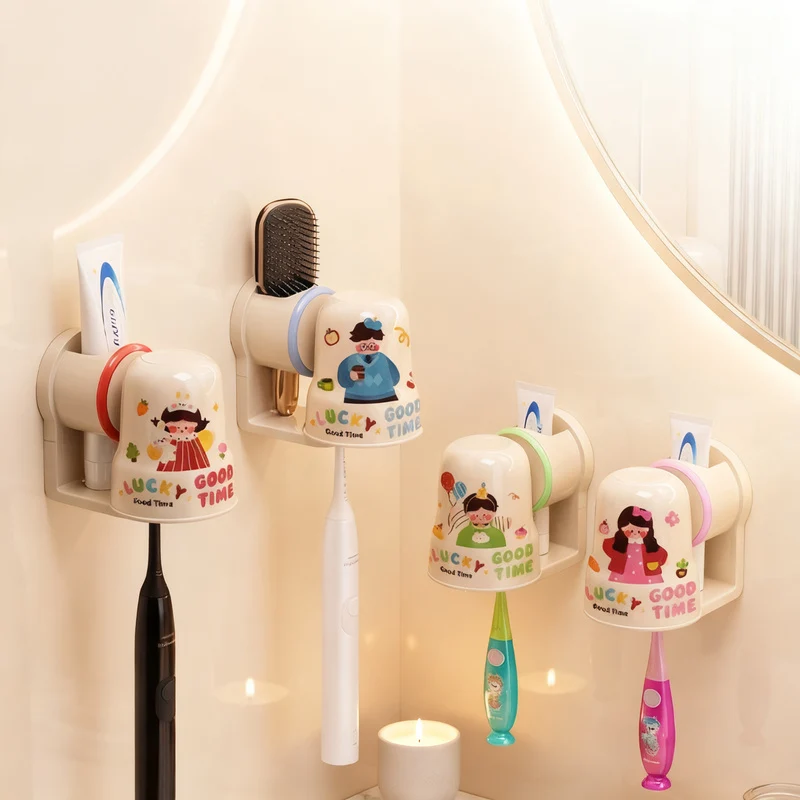 Toothbrush holder for sticking with toothbrush cup