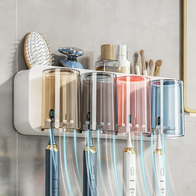 Toothbrush wall holder with toothpaste dispenser