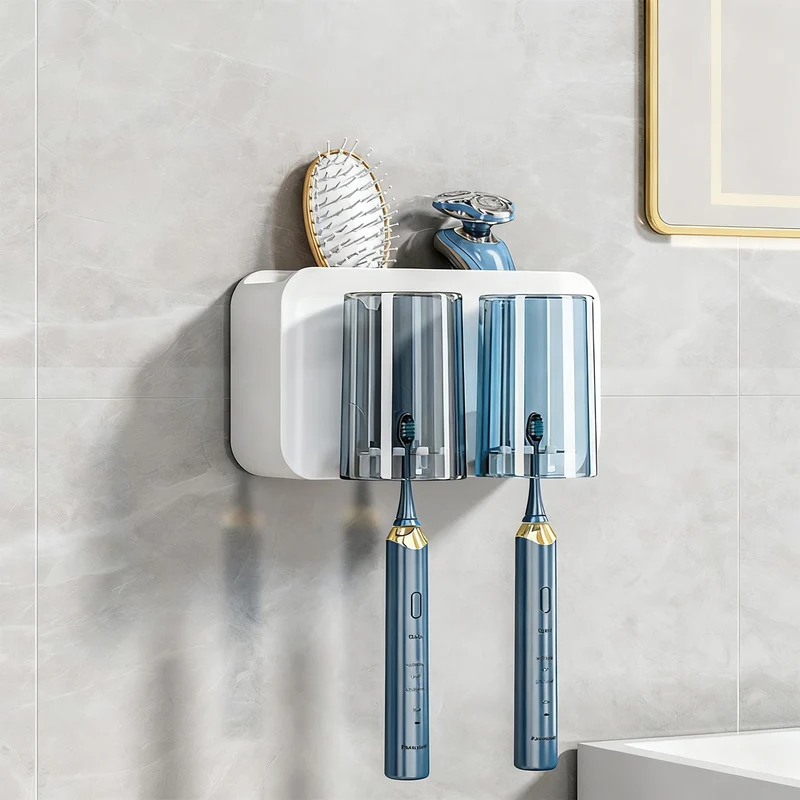 Toothbrush wall holder with toothpaste dispenser