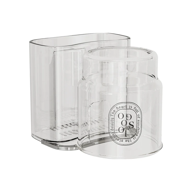 Toothbrush holder with rinsing cup, suction cup