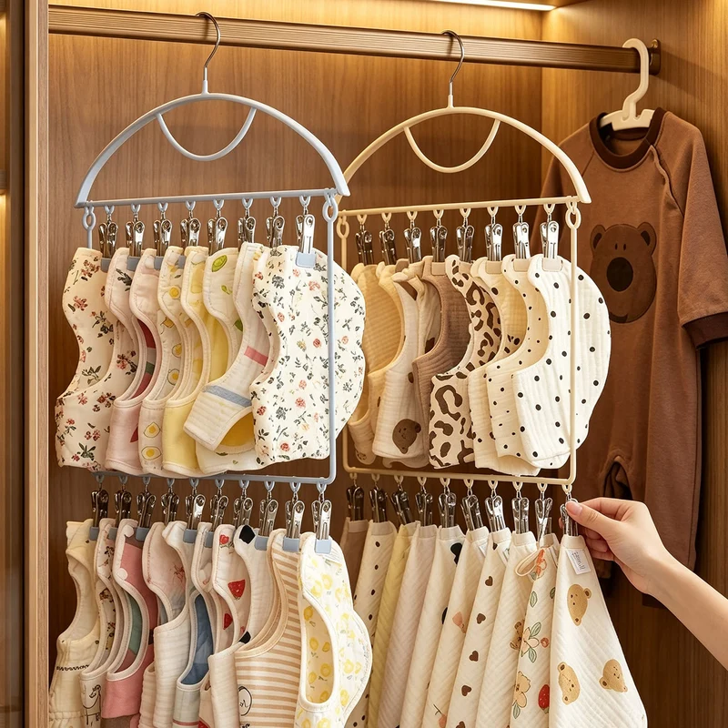 Clothes drying rack with multiple clips for baby clothes