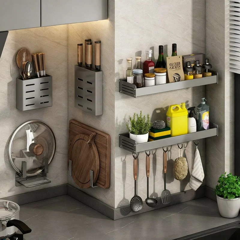 Wall shelf for kitchen, no drilling, different sizes