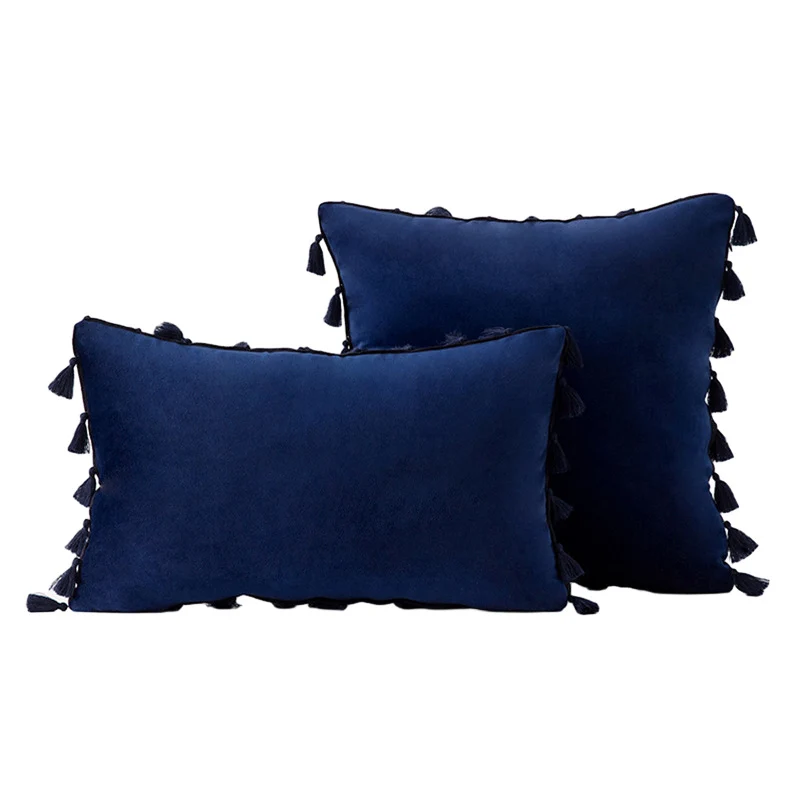 Velvet Tassel-Trim Square and Lumbar Decorative Pillow Set