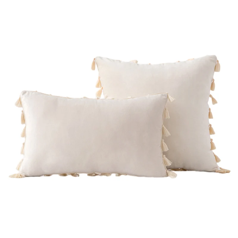 Velvet Tassel-Trim Square and Lumbar Decorative Pillow Set