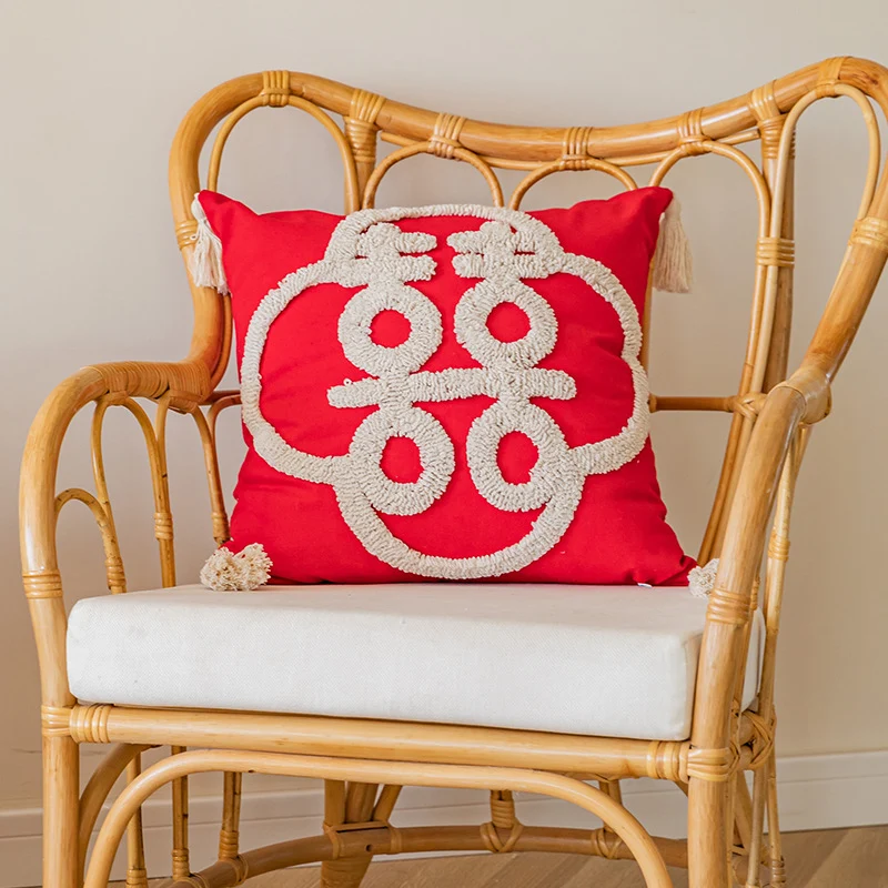 Tufted Loop Monogram Tassel Corner Decorative Throw Pillow