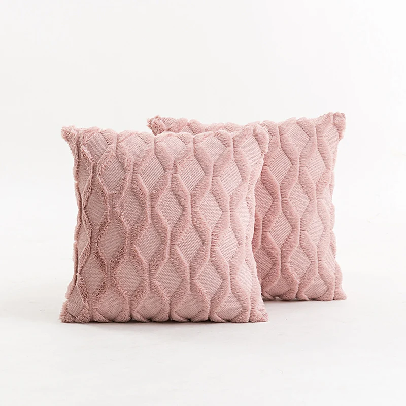 Textured Knit Diamond Tufted Square Throw Pillow Cover with Frayed Edge