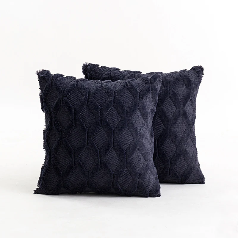 Textured Knit Diamond Tufted Square Throw Pillow Cover with Frayed Edge