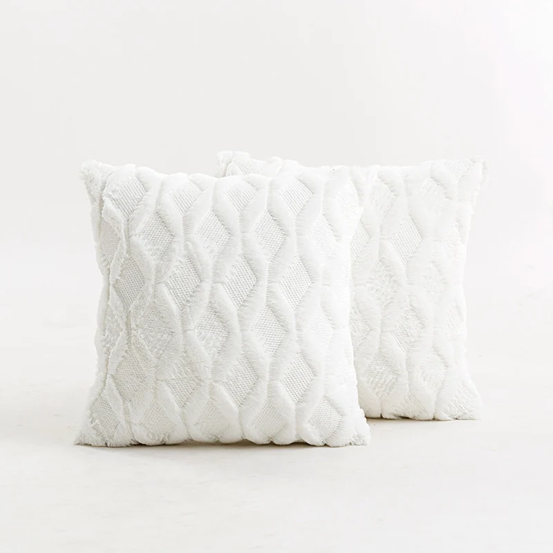 Textured Knit Diamond Tufted Square Throw Pillow Cover with Frayed Edge