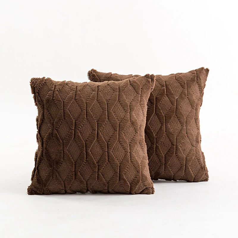 Textured Knit Diamond Tufted Square Throw Pillow Cover with Frayed Edge