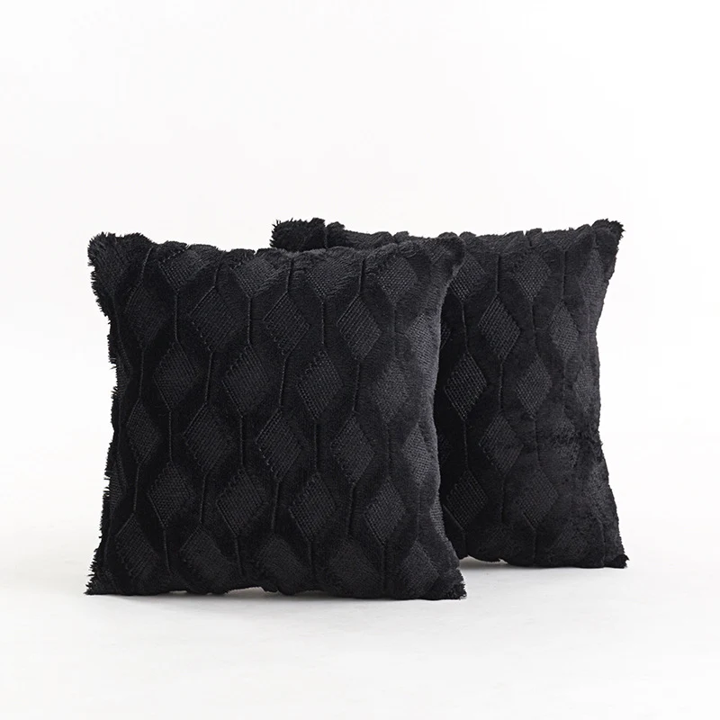 Textured Knit Diamond Tufted Square Throw Pillow Cover with Frayed Edge