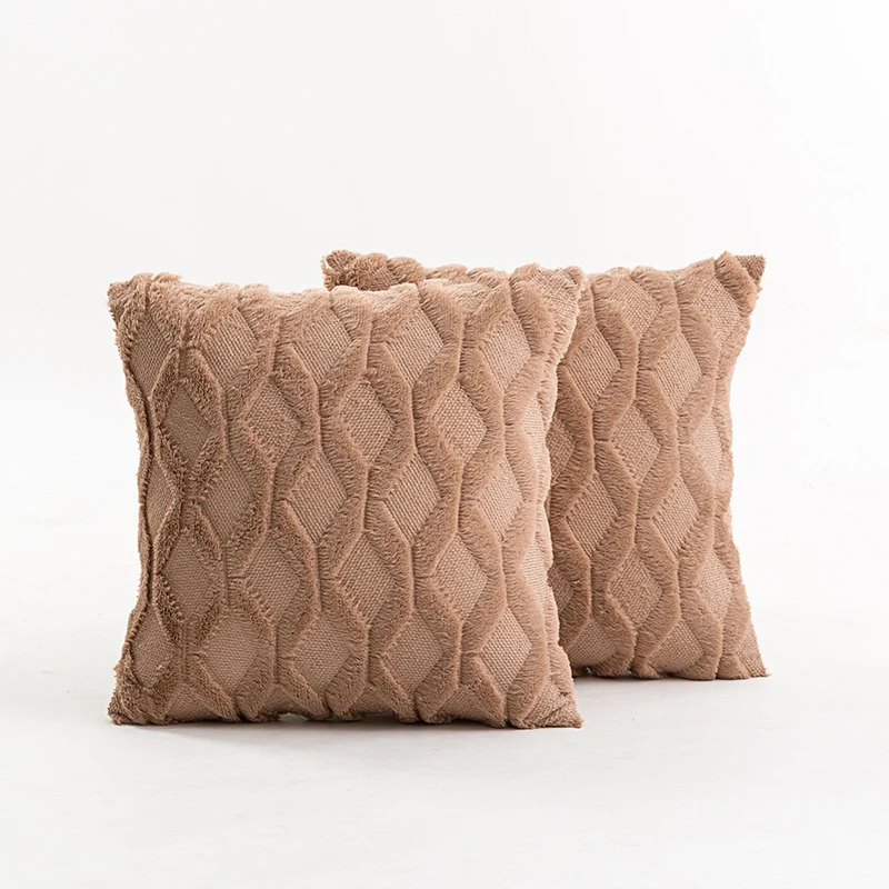 Textured Knit Diamond Tufted Square Throw Pillow Cover with Frayed Edge