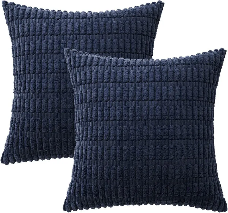 Textured Chenille Square Throw Pillow Cover Pair with Raised Grid Tufting